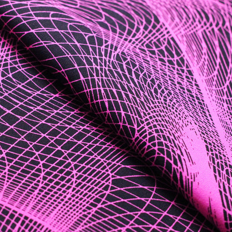 Infinity Nylon Spandex Fabric - Blue/Pink/Yellow Abstract Wave Print, 58/60" Width (1 Yard)