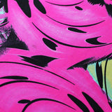 Bloomers Nylon Spandex Fabric - Pink/Black Feather Print, 58/60" Width (1 Yard)