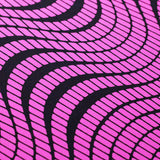 Tremor Nylon Spandex Fabric - Black With Pink, Turquoise, or Yellow Abstract Wavy Print, 58-60" Width (1 Yard)