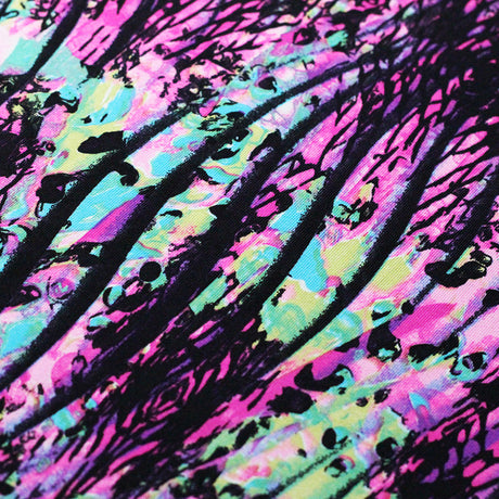 Wave Length Nylon Spandex Fabric - Purple/Pink Abstract Wave Print, 58/60" Width (1 Yard)