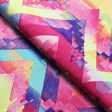 Framework Nylon Spandex Fabric - Jade And Pink Multicolor Chevron Zigzag, 58/60" Width (1 Yard)