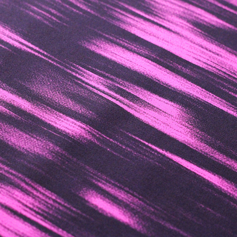 Kismet Nylon Spandex Fabric - Brazilian Print, Black Background, Striped Pattern, 58/60" Width (1 Yard)