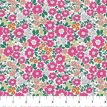 Cotton Fabric Pink Meadow Pocket Posies 44/45"
