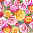 Cotton Print Pink Multi Roses Blissful Blooms 43/44" Fabric