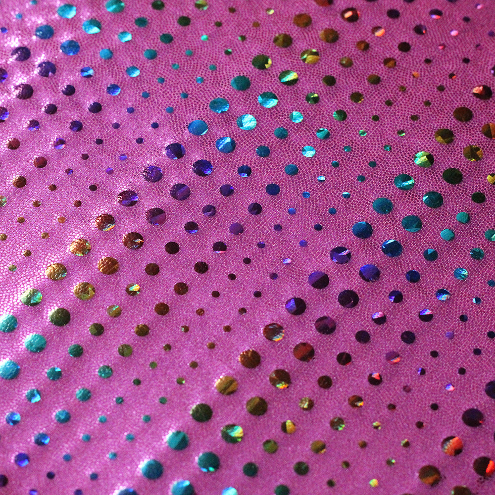 Matrix Tracer Nylon Spandex Fabric - Multicolor Polka Dots Hologram, 58/60" Width (1 Yard)