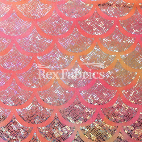 Tie Dye Monster Mermaid Nylon Spandex Fabric - Pink/Orange, Purple/Pink, Turquoise/Lime Hologram Fish Scale, 58/60" Width (1 Yard)