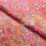 Tie Dye Monster Mermaid Nylon Spandex Fabric - Pink/Orange, Purple/Pink, Turquoise/Lime Hologram Fish Scale, 58/60" Width (1 Yard)