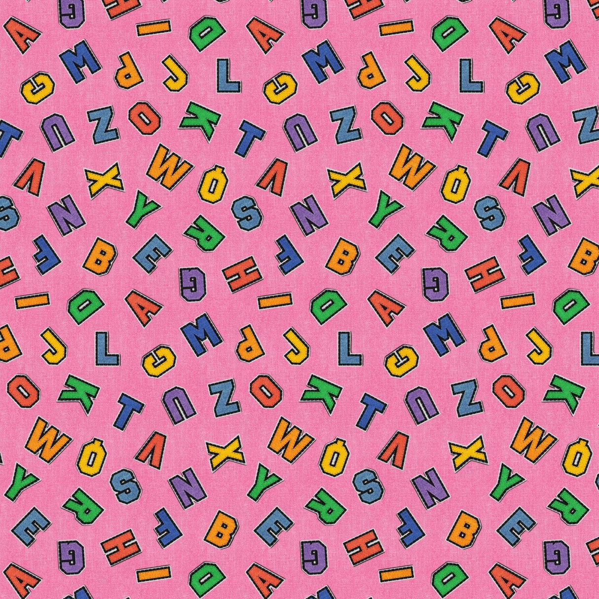 Cotton Quilting Fabric Pink Patch Perfect Alphabet Toss 43/44"