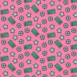 Cotton Quilting Fabric Pink Patch Perfect Soccer 43/44"
