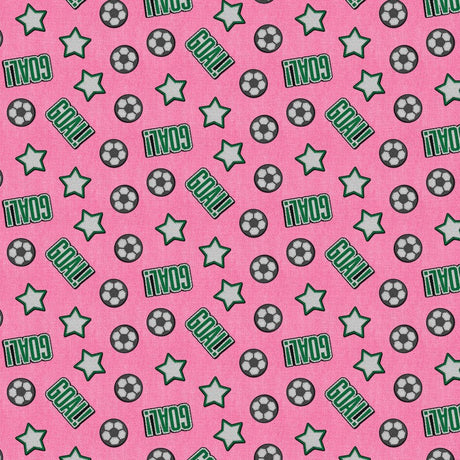 Cotton Quilting Fabric Pink Patch Perfect Soccer 43/44"