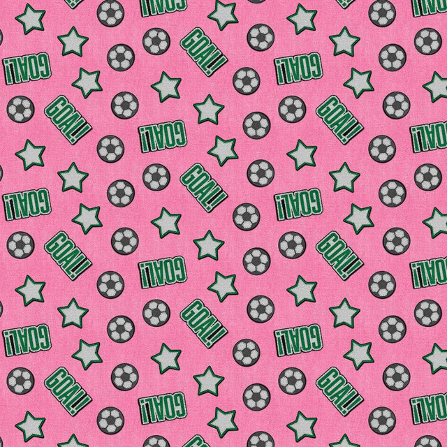 Cotton Quilting Fabric Pink Patch Perfect Soccer 43/44"