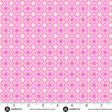 Cotton Fabric Pink Pixel Petals 44/45" Color Pop Playground
