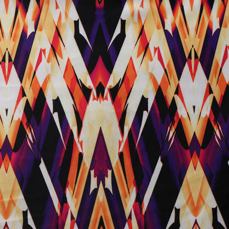 Perplexed Polyester Spandex Tricot Fabric - Multicolor Ikat Diamond Geometric, 58/60" Width (1 Yard)