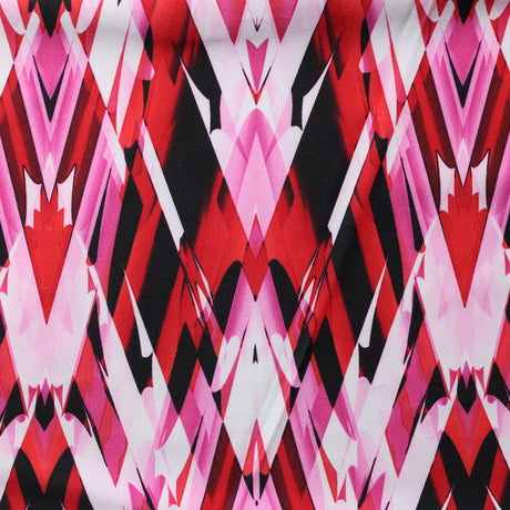 Perplexed Polyester Spandex Tricot Fabric - Multicolor Ikat Diamond Geometric, 58/60" Width (1 Yard)