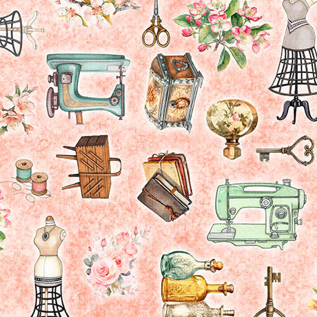 Cotton Sewing Antiquities Fabric Light Salmon 44/45"