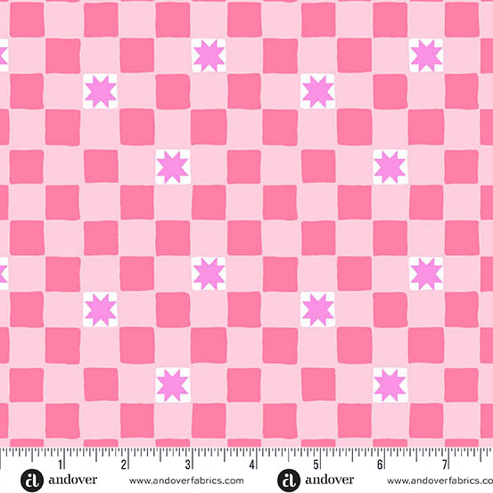 Pink Twinkle Tiles Cotton Fabric 44/45" Per Yard