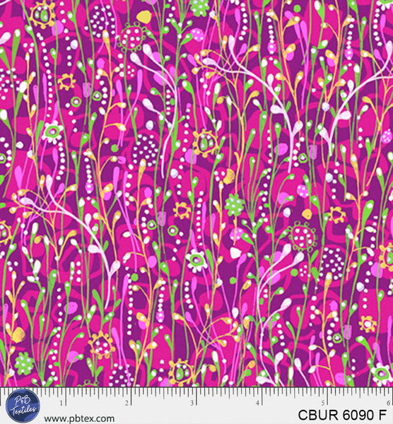 Pink Vine Color Burst Cotton Fabric 44/45"