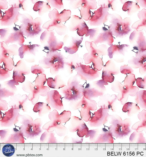 Cotton Wideback Fabric Pink Purple Floral Butterfly Belle 108"