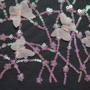 1 yarda de tela de encaje de tul bordada con apliques y diseño 3D de mariposa hermosa, 52" de ancho