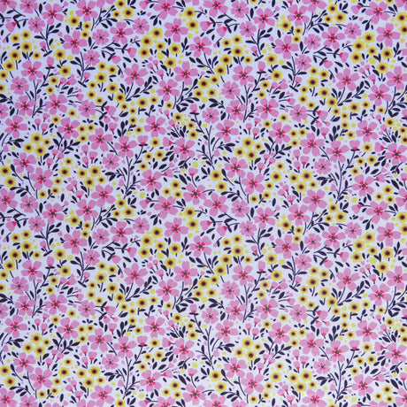 Swim Knit Polyester Spandex Pink Lemonade Floral 4-Way Stretch UPF 40+