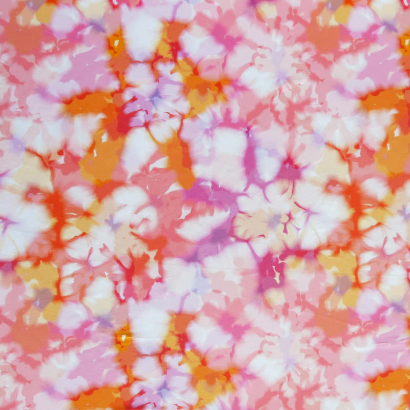 Swim Knit Pink and Orange Tie Dye Poly Spandex