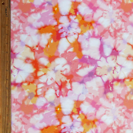 Swim Knit Pink and Orange Tie Dye Poly Spandex