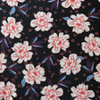 Swim Knit Nylon Spandex Pink Roses on Black 34 Remnant