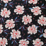 Swim Knit Nylon Spandex Pink Roses on Black 34 Remnant