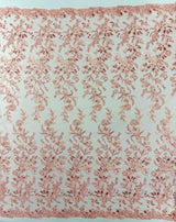 Butterfly Corded Lace Fabric - Butterfly Embroidery, Metallic Sequins, 54" Width (1 Yard)