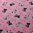Pretty Kitty Polyester Spandex Fabric - Black And White Cat Print, Pink/Turquoise, 58/60" Width (1 Yard)