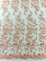 Butterfly Corded Lace Fabric - Butterfly Embroidery, Metallic Sequins, 54" Width (1 Yard)