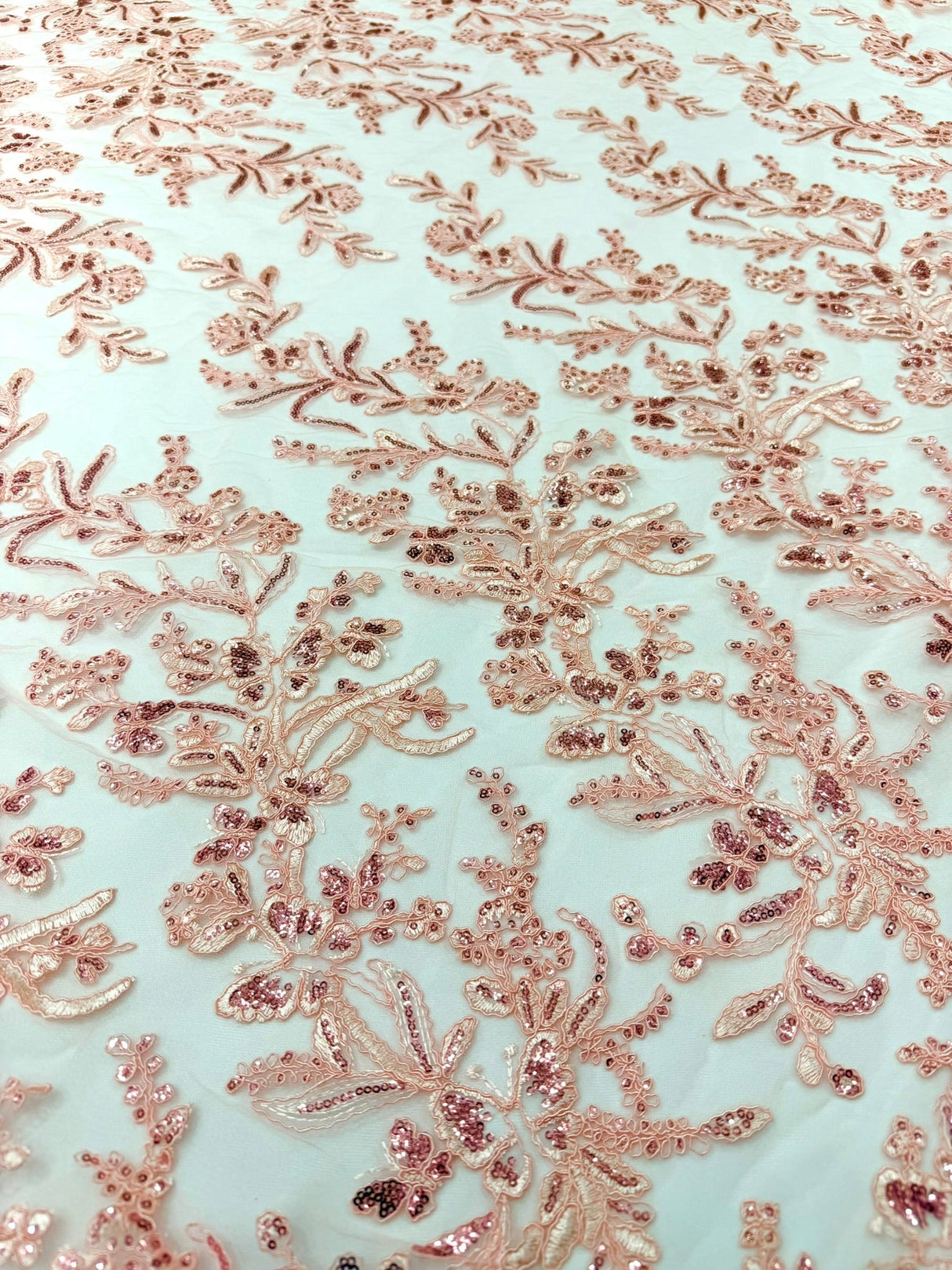 Butterfly Corded Lace Fabric - Butterfly Embroidery, Metallic Sequins, 54" Width (1 Yard)