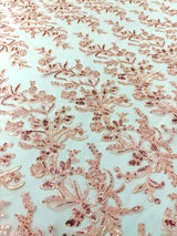 Butterfly Corded Lace Fabric - Butterfly Embroidery, Metallic Sequins, 54" Width (1 Yard)