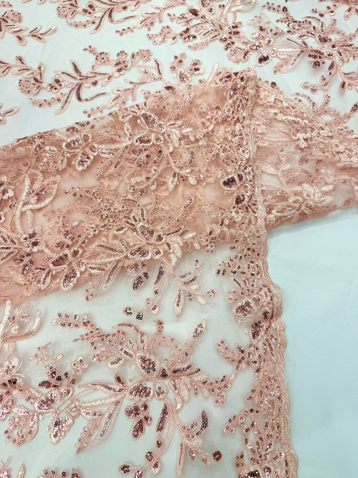 Butterfly Corded Lace Fabric - Butterfly Embroidery, Metallic Sequins, 54" Width (1 Yard)