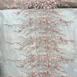 Beaded 3D Floral Lace Fabric Off White