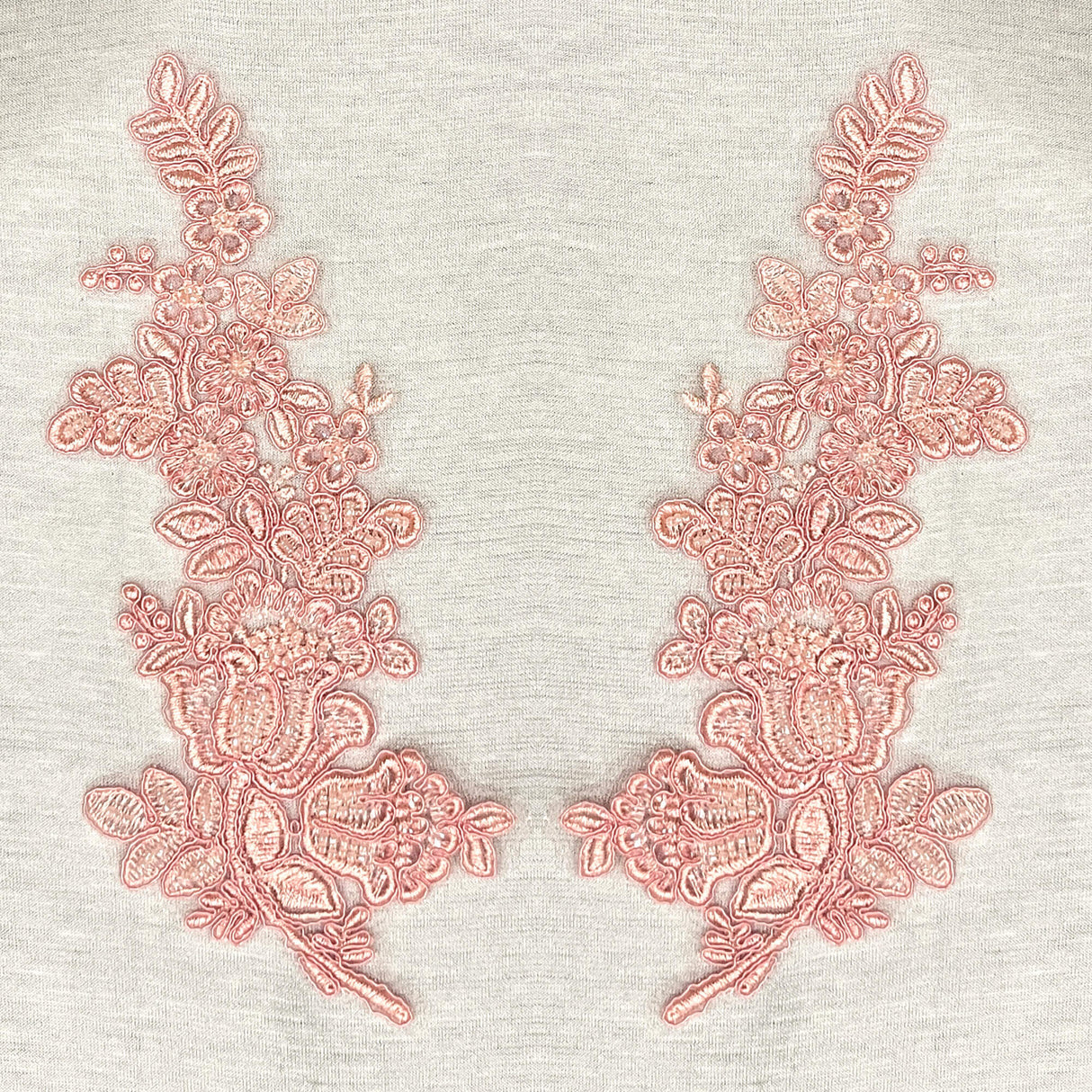 Beaded Corded Floral Lace Applique 100% Polyester Net Mesh