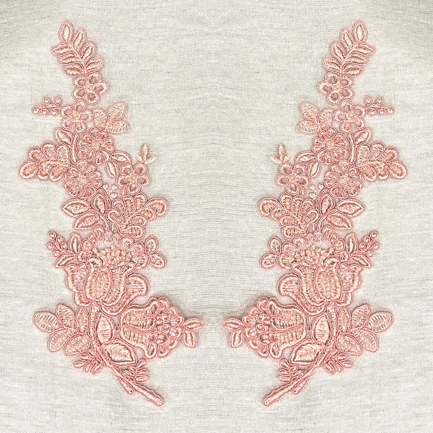 Beaded Corded Floral Lace Applique 100% Polyester Net Mesh
