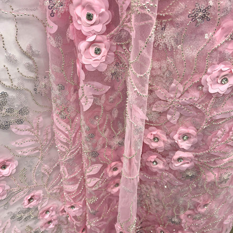 Beaded 3D Floral Lace Fabric 52" Wide