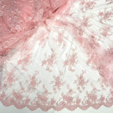 Corded Bridal Lace Fabric on Polyester Net Mesh