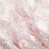 1 Yard Tulle Lace Fabric with 3D Embroidered Applique Design, 52" Wide