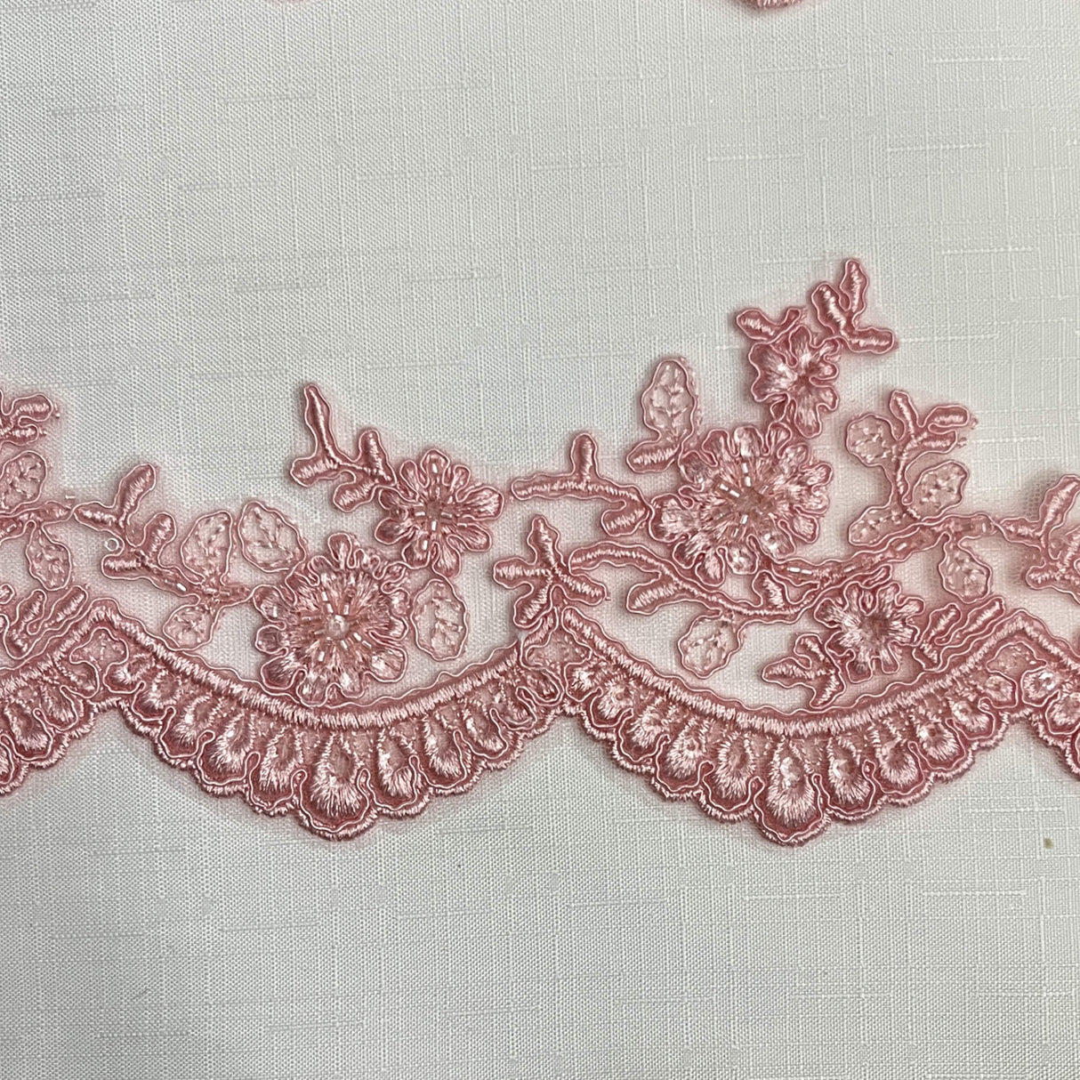 Embroidered Floral Beaded Lace Trim