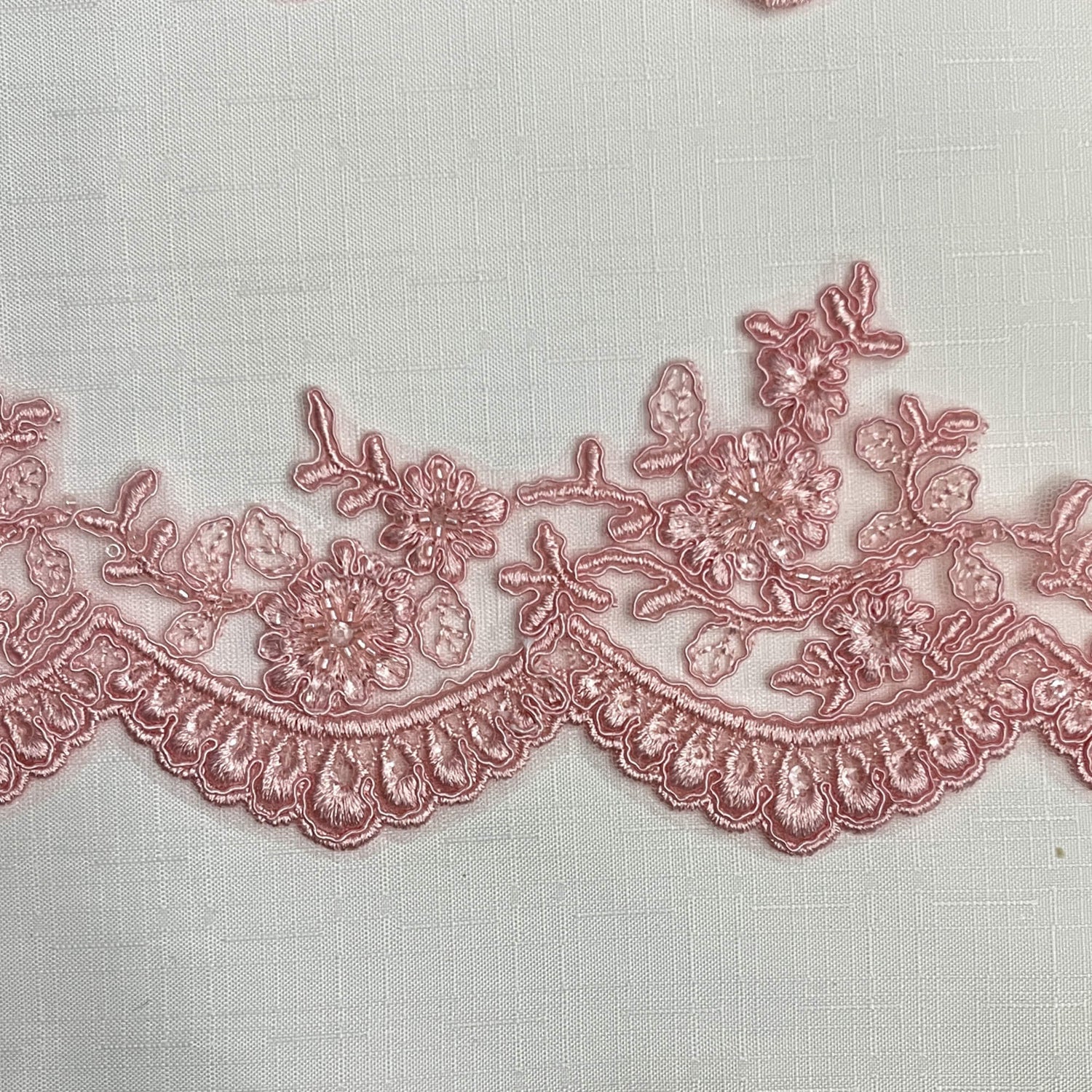 Embroidered Floral Beaded Lace Trim