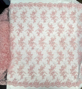 Corded Floral Lace Fabric - Scalloped Edges, 53" Width (1 Yard)