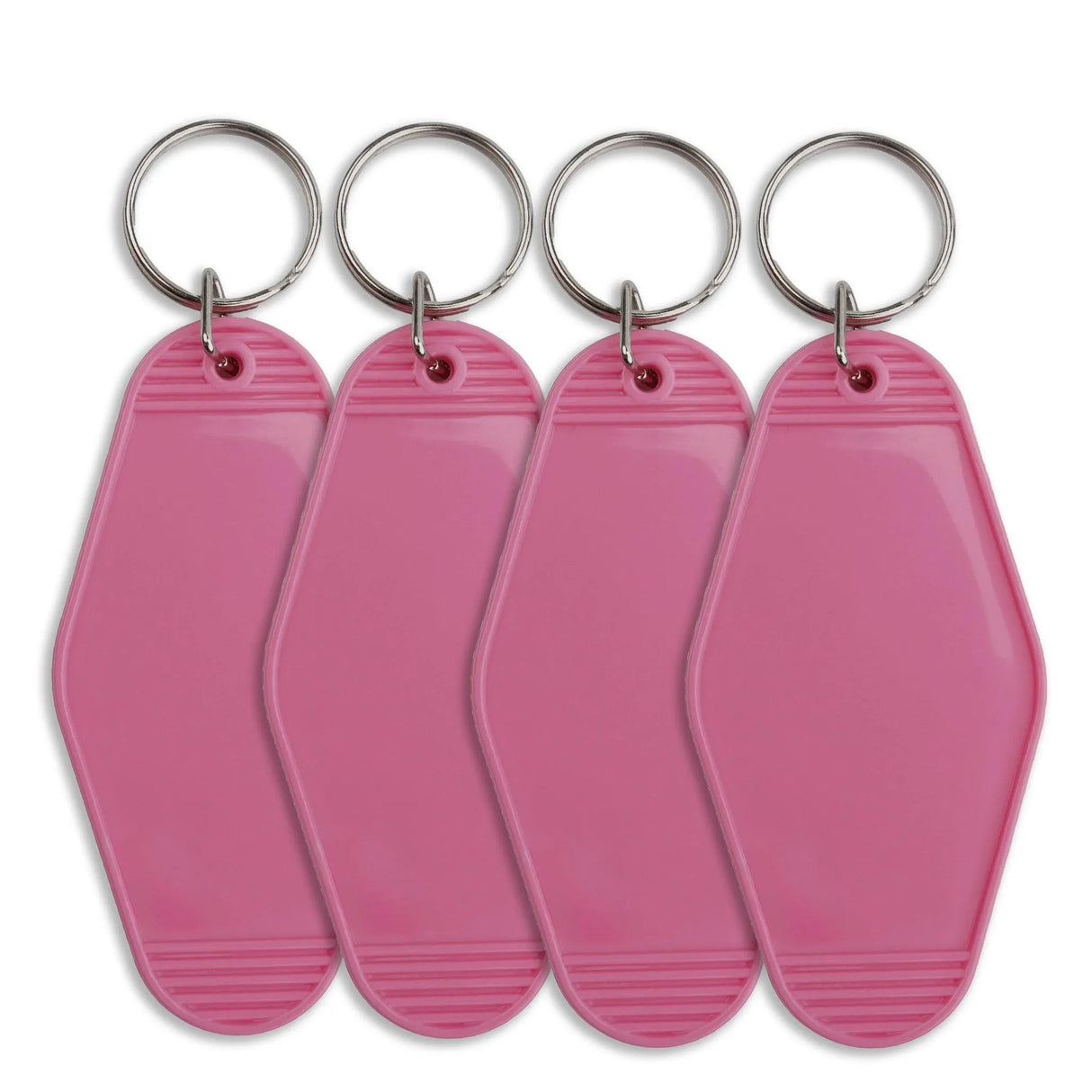 Retro Motel Keychain with Silver Ring - Pink (4 per Set)