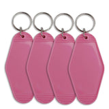 Retro Motel Keychain with Silver Ring - Pink (4 per Set)