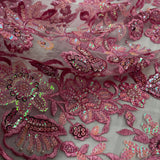 Beaded Sequined Floral Lace Fabric