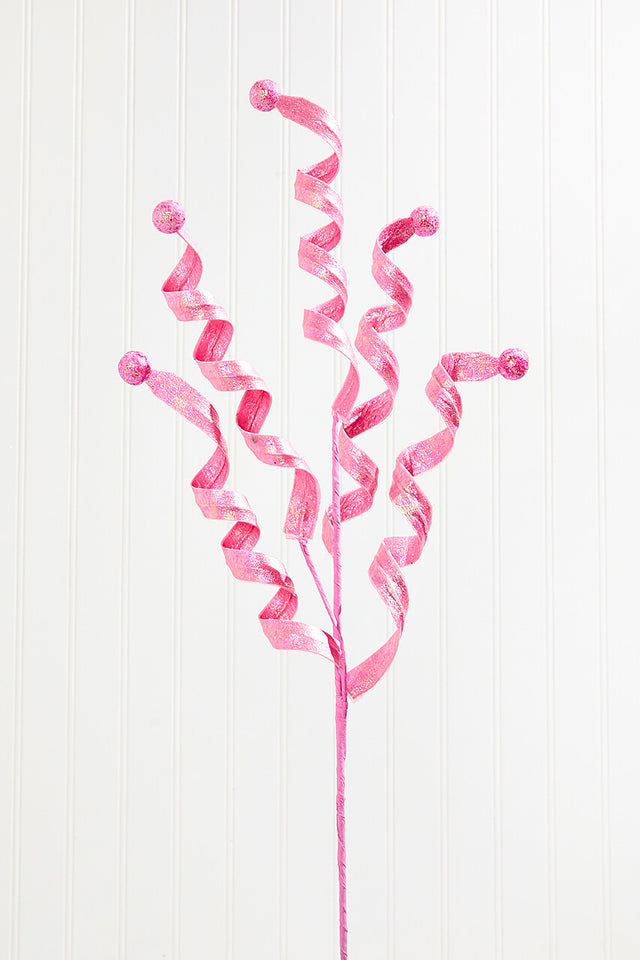 30" Glossy Frizzy Curly Ball Spray - Pink