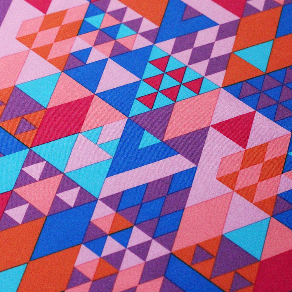 Spectrum Geo Poly Spandex Fabric - Blue Green, Pink, Colorful Triangle Print, 60" Width (1 Yard)