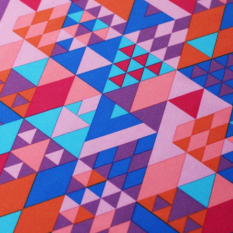 Spectrum Geo Poly Spandex Fabric - Blue Green, Pink, Colorful Triangle Print, 60" Width (1 Yard)