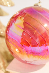 4 Inch Red Luster Ball Ornament